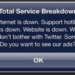 Service Outage iPhone pop-up message